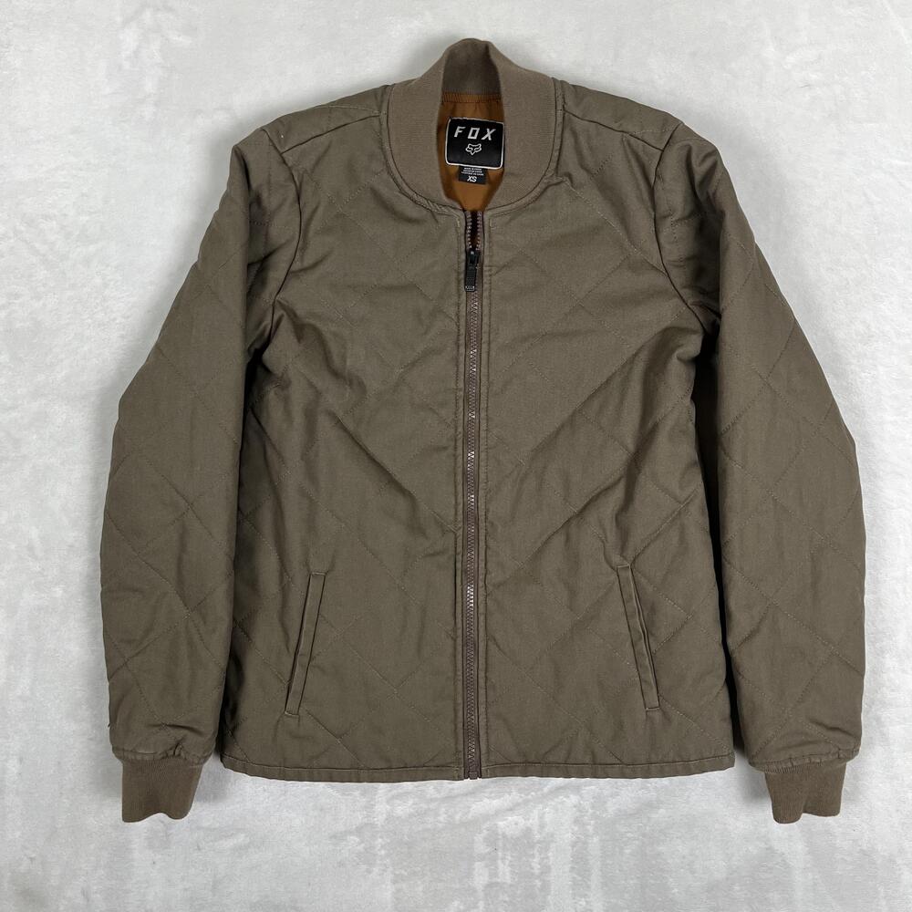Fox Racing Jacket Mens XS Brown Quilted Bomber Full Zip Insulated Outdoor Y2K